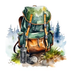 Whimsical watercolor backpack artwork