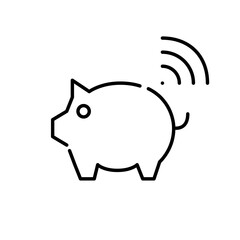Smart piggy bank. E-wallet and savings financial tools. Pixel perfect, editable stroke icon