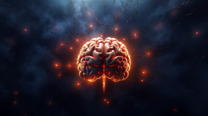 human brain on a futuristic background. Generative Ai. 