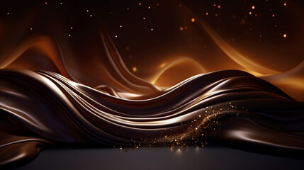 abstract background with waves of chocolate color. Generative Ai. 