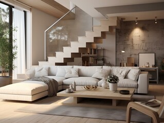modern comfortable interior with furniture