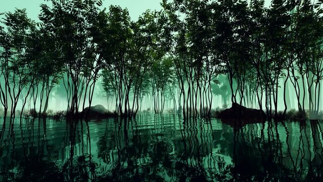 Plants And Water in a 3D animation