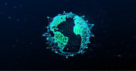 Low polygon and wireframe of global. Futuristic, technology concept global network connection. Vector illustration