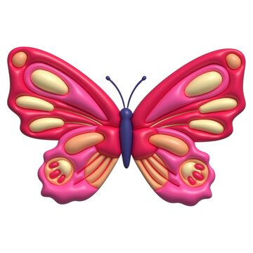 Butterfly with ornamental wings 3d icon vector