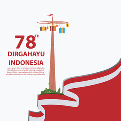 indonesia independence day 17 august poster or banner social media post 78th years 17 august celebration