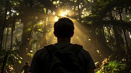 Backpack Adventure at nature, Generative AI