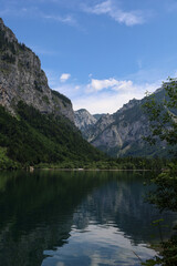Fototapeta na wymiar leopoldsteinersee, Austria. The Leopoldsteinersee is a mountain lake in Styria, in the east of Austria
