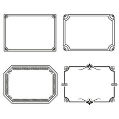 Illustration set of black stained glass frames on a white background