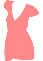 An illustration of a women's short pink dress, which can be suitable for illustration of summer fashion, vacation, etc.