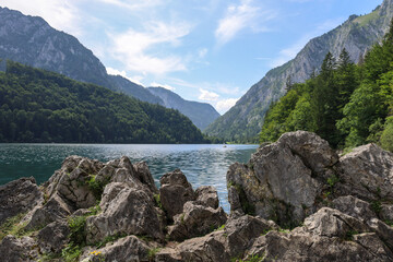 leopoldsteinersee, Austria. The Leopoldsteinersee is a mountain lake in Styria, in the east of Austria