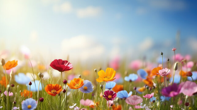 Beautiful meadow full of spring flowers
