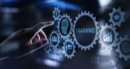 Training Online Education Webinar Personal Development Motivation E-learning Business concept on virtual screen.