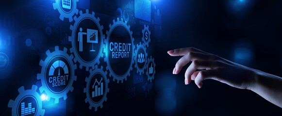 Credit score debt rating business finance banking concept.