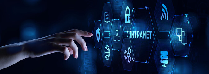 Intranet Corporate communication network Business technology networking concept.