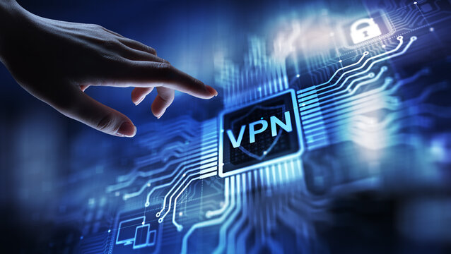 VPN virtual private network internet access security ssl proxy anonymizer technology concept button on virtual screen.