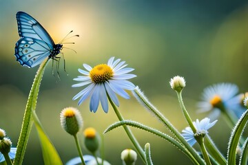 butterfly on daisy generated ai