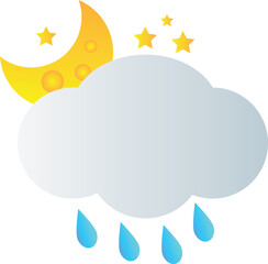 Rainy Day Icon. Cloud, rain drops, Sun, Moon, Static, Thunder and day and night time symbol.