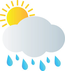 Rainy Day Icon. Cloud, rain drops, Sun, Moon, Static, Thunder and day and night time symbol.