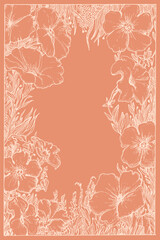 Floral frame illustration, Botanical frame, flowers background, greetings design