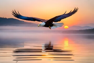Fototapeta na wymiar eagle in sunset generated ai