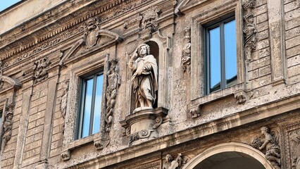 Beautiful facade of a building in the center of Milan