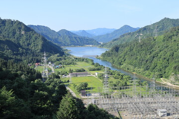 田子倉ダム（福島県）　天端からの眺め