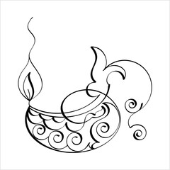 Diwali Diya Pen Ink Style M_2203023