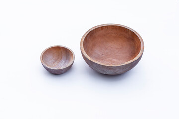 Cutlery wooden bowl on white background