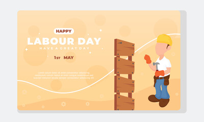 flat happy labour day template