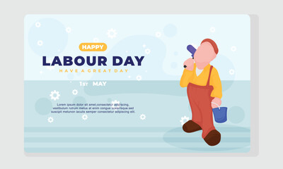 flat happy labour day template