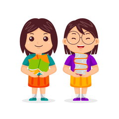 Girl Back to School Vector Illustration