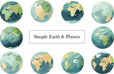 Simple illustration set of earth and planets
