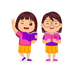 Girl Back to School Vector Illustration