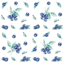 Fototapeta premium Berries, Blossomswers & Leaves Seamless Pattern | Fruit Beeren Muster, Stoffdesign, wiederholen Fliese, Surface Muster, 