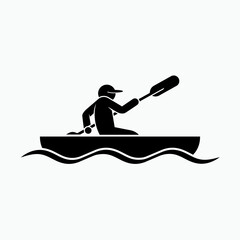 Canoeing Icon. Kayak Sport Water Symbol.      