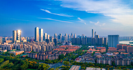 Naklejka premium Urban Environment of Hexi Central Business District, Nanjing, Jiangsu Province, China