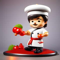 3d cute chef chibi figure created by generative ai