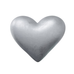 Silver Texture 3D Heart. Cut Out. Realistic Render.