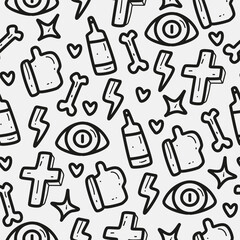 Hand drawn cartoon doodle pattern illustration