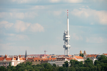 Zizkov television tower in Prague city, Czech republic, Europe.