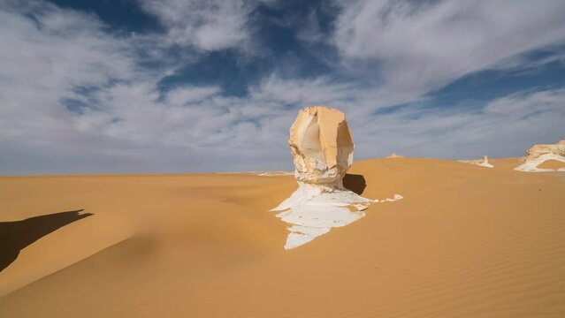 White desert on a sunny day, Egypt. Timelapse.