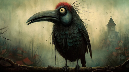 Obraz premium crow dark illustration