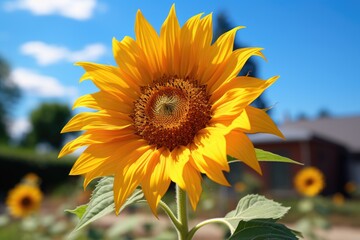 Fototapeta premium Beautiful sunflower against blue sky