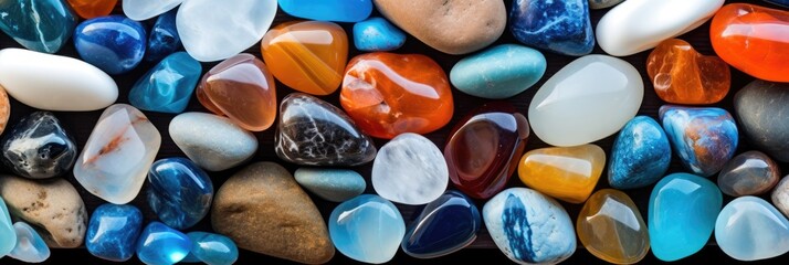 Beach gemstones. Pile of precious stones. Natural material for interior design, digital ai.