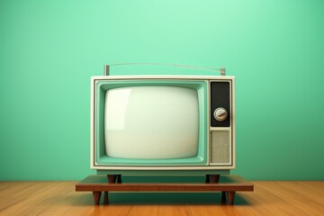 Vintage TV against the wall. Retro style. Generative AI