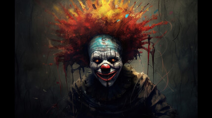 horror clown dark illustration