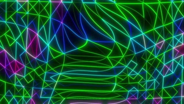 Abstract random neon lines. Computer generated 3d render
