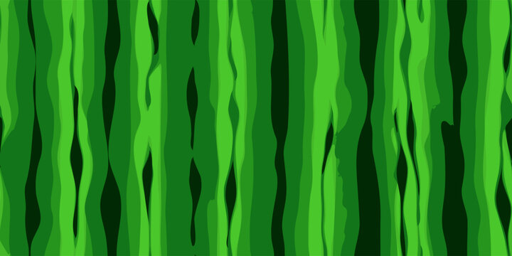 Cheerful bright green seamless pattern of watermelon skin. Striped texture of water melon rind. Endless vector illustration. Summer juicy ripe print