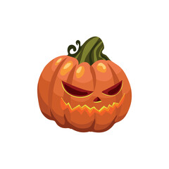 Pumpkin with carved evil face for Halloween vector illustration.