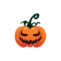 Pumpkin with carved evil face for Halloween vector illustration.